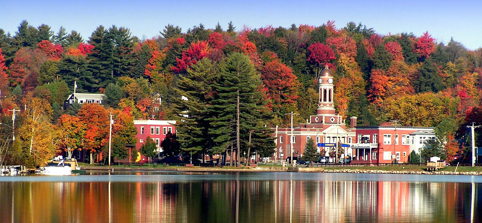 Downtown Saranac Lake New York Town Hall Adirondacks Foliage Photographer Tom Dudones