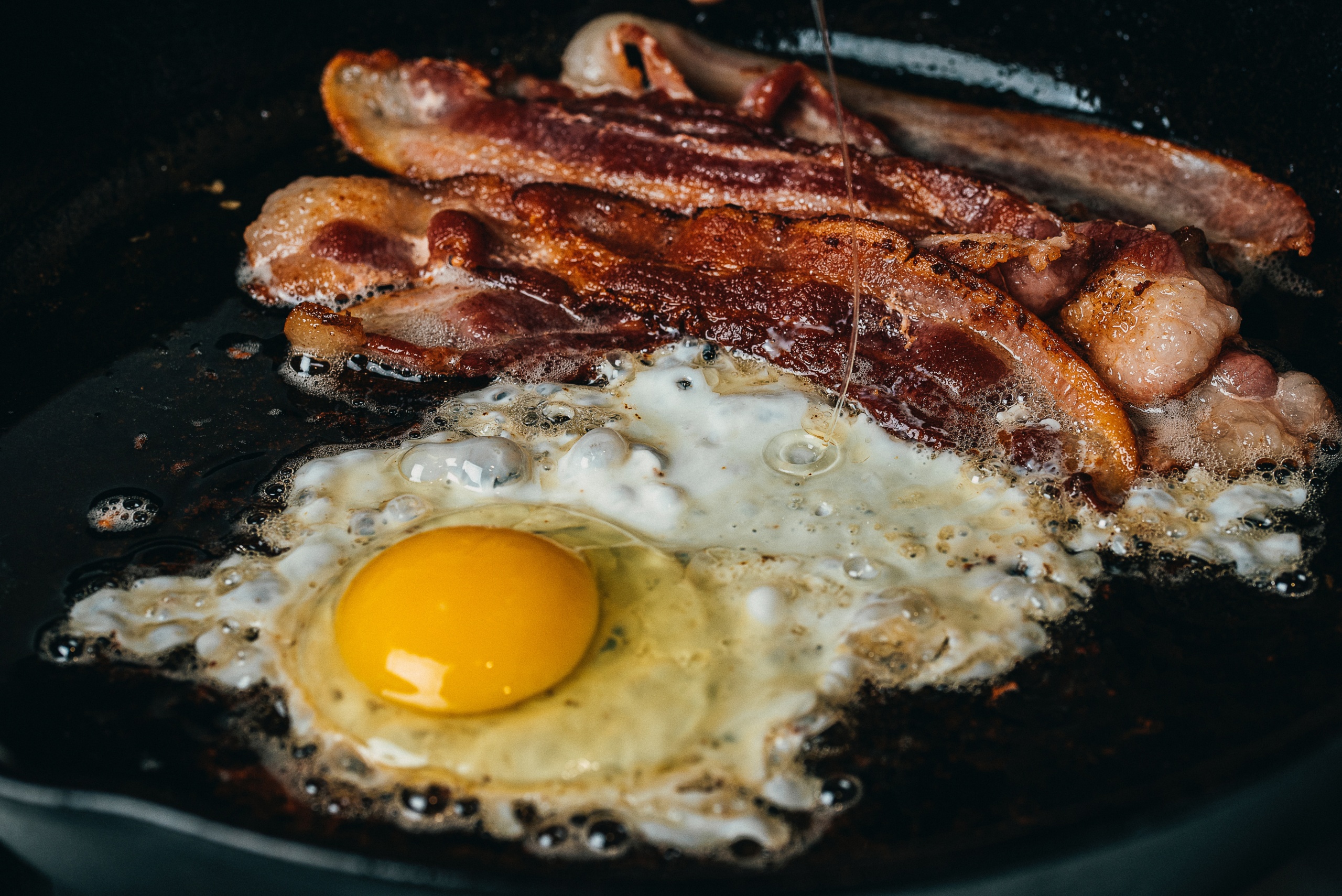 Stock image of bacon and eggs